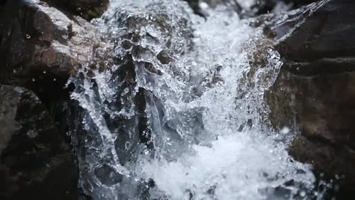 Pure Fresh Water Stream In Mountains Clean Water River Flowing