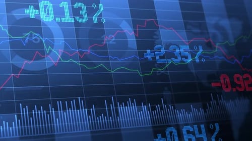 Trading background. News screen of numbers and sales charts. Cryptocurrency dark background. Finance