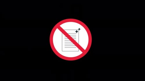No AI Generated Document Icon. Artificial Intelligence Ban Icon Animation Video - Transparent