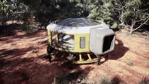 Futuristic Sci-Fi Pod in a Natural Landscape Environment