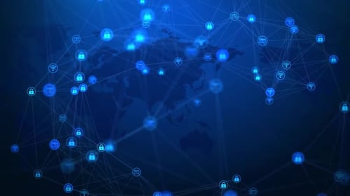 Global Network Connectivity and Data Security Loop Background