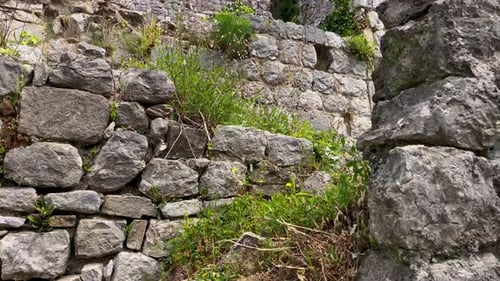 Slowmotion Video of the Ruins of the Bar Old City or Stari Grad