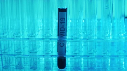 COVID-19 Test Tube in Laboratory Rack