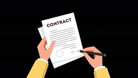 Animated Hand Signing Contract Document with Stamp Effect, Backgrounds ...