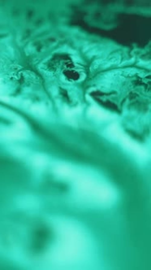 Vertical Paint Flow Liquid Spill Green Acrylic Art