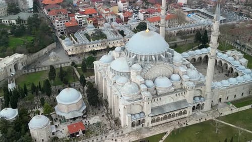 Suleymaniye Mosque and The Aqueduct of Valens, zoom-out shot