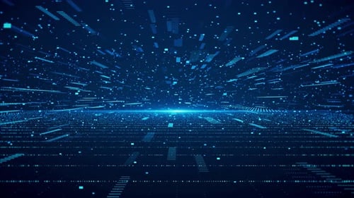 3D Scifi Background Plexus Digital Cyber Space Blue Hi Tech Field Hologram Glow Particles