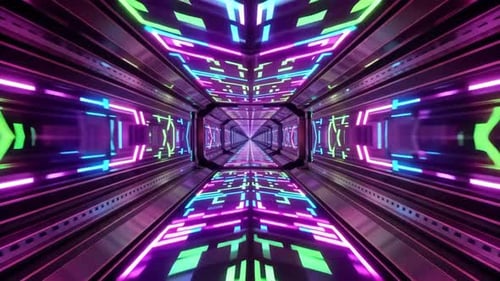 Futuristic Cyberpunk Neon Sci Fi Tunnel Loop