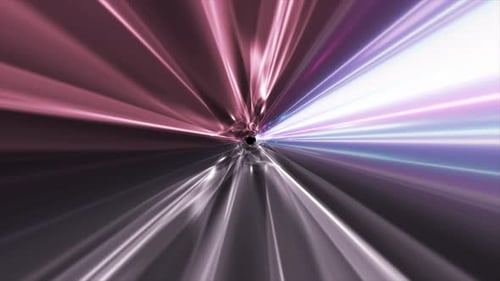 Abstract glowing space tunnel flying at high speed from bright energy futuristic