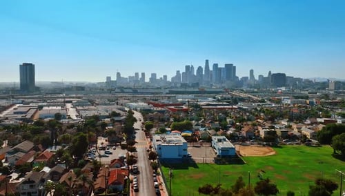 Sunny scenery of modern Los Angeles, California, USA.