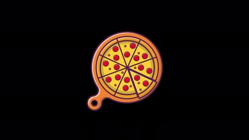 Animated Pizza Icon with Moving Slice in Flat Design