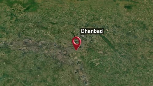 Zoom sur la carte de la ville de Dhanbad (Inde) de l'espace à la Terre