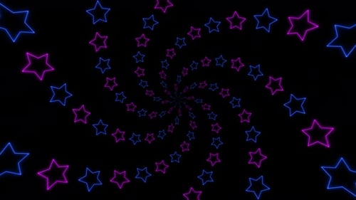Swirling Neon Color Stars Overlay Background Loop