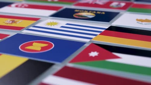Various National Flags Arranged in a Grid