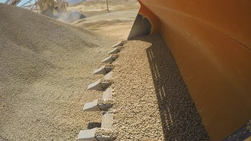 Industrial sand mining. Very Interesting Point of View. 4K Camera is Stuck on a working loader. Left