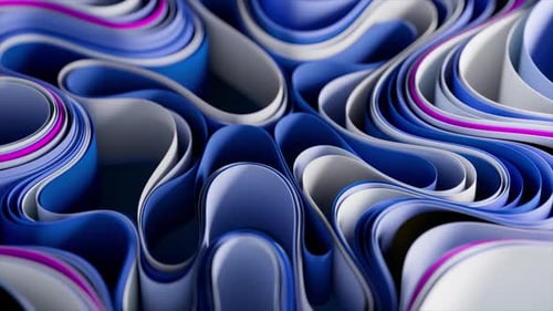 Abstract Flowing Ribbons Animation with Blue White and Magenta Waves