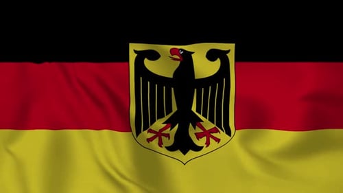 Looping Animation of Waving German Flag with Eagle Shield