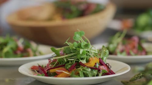 Close Up Shot Of Fresh Salad On Plate
