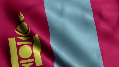 Realistic Waving Flag of Mongolia Seamless Loop