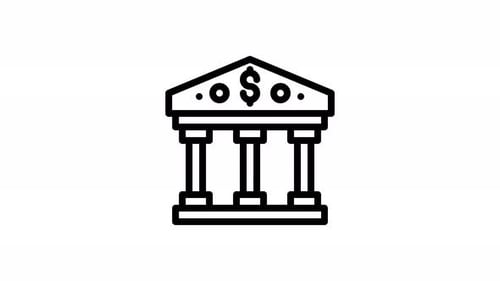 Animated Flat Design Bank Icon for Corporate Finance