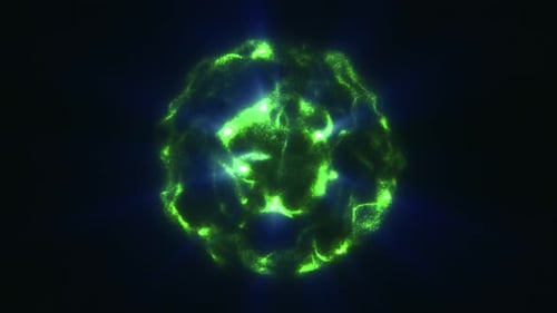 Green glowing sphere with a soft, fluid texture and central illuminated core