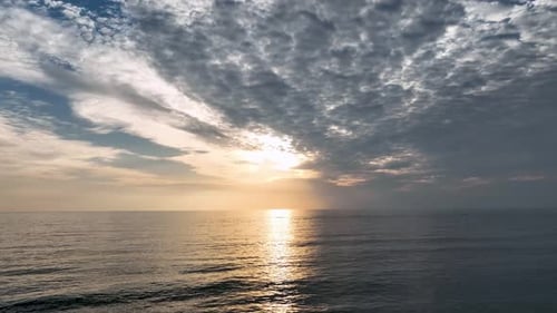 Cloudy Sunset at Sea Turkey Alanya 4 K Aerial View