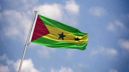Realistic Flag Sao Tome