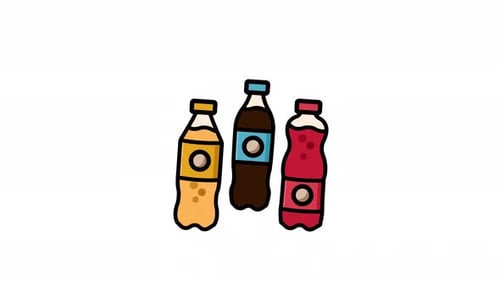Soda drinks trio filled icon for animated soft drink and fast food content