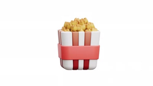 3d Animation Popcorn Movie Cinema Snack Food Entertainment Box Striped