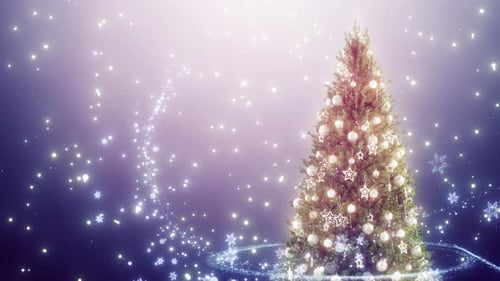 Christmas Tree and Snow Fall Loop 4K