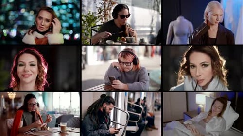 Nine Different Urban Scenes in Split Screen