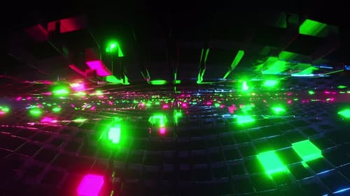 Neon Grid Cyberpunk, paysage numérique, rose brillant et brillant, technologie de lumières vertes, futuriste, abstrait
