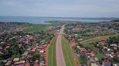 Chinese-built Kampala-Entebbe Expressway In Uganda, Kampala Southern Bypass Highway, Africa. Aerial
