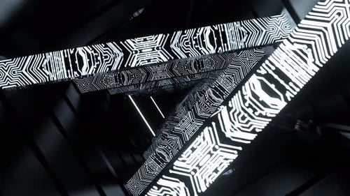 White Futuristic Abstract Corridor With Microcircuits Texture Background Vj Loop I 4K