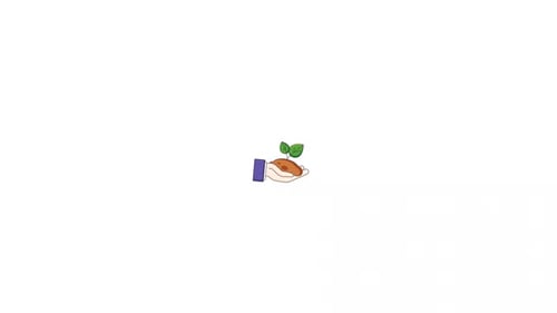 Hand Holding Growing Green Sprout Icon Animation
