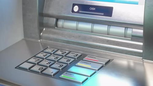 Swiss Franc CHF in ATM Cash Dispenser Withdrawal Payment Transaction of Cash From Bank Terminal