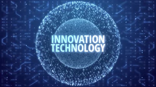 Innovation Technology Concept over Matrix sphere on circuitry background.