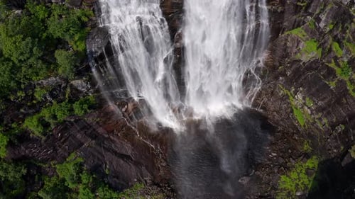 Skjervsfossen Waterfall Between Granvin and Voss in Western Norway Aerial