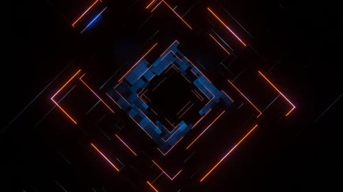 Blue And Orange Abstract Squares Dimension Background Vj Loop In HD