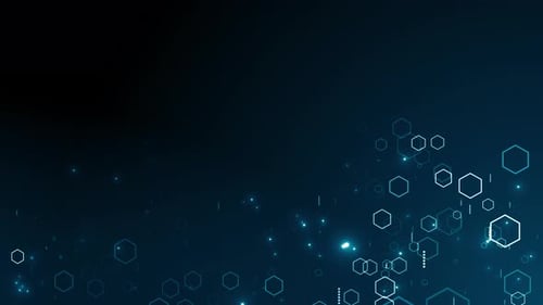 Boucle d'arrière-plan numérique à tunnel de particules hexagonale lumineuse pour entreprises, technologie d'entreprise