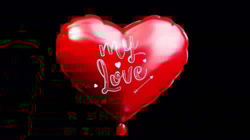 Happy Valentine Day My Love Title Romantic Heart Balloon Alpha Loop Red