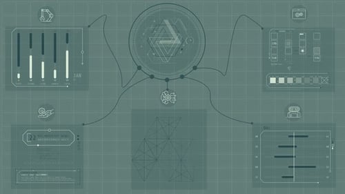 Animated Futuristic Heads-Up Display with Data Visualizations