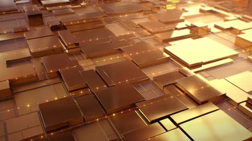 Golden Abstract Blocks Moving Data Flow Background
