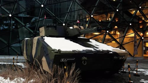 Armored Personnel Carrier (APC) in Central Budapest Highlighting Modern Defense Readiness