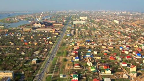 Aerial View of Small Town Russia