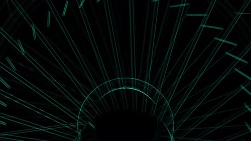 Futuristic Rotating Geometric Structure In Glowing Green Lines