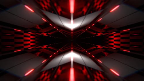 Rote und weiße abstrakte Cyberautobahn mit Neonmarkierungen im Hintergrund VJ Loop in 4K