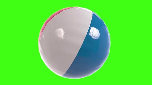 Beach Ball rotating in loop on transparent background