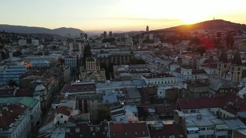 Top view of old city center of Sarajevo