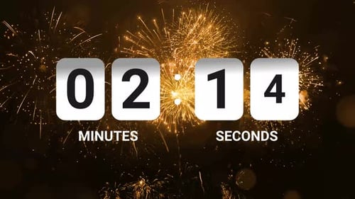 Golden Fireworks New Year's Eve Digital Countdown Timer